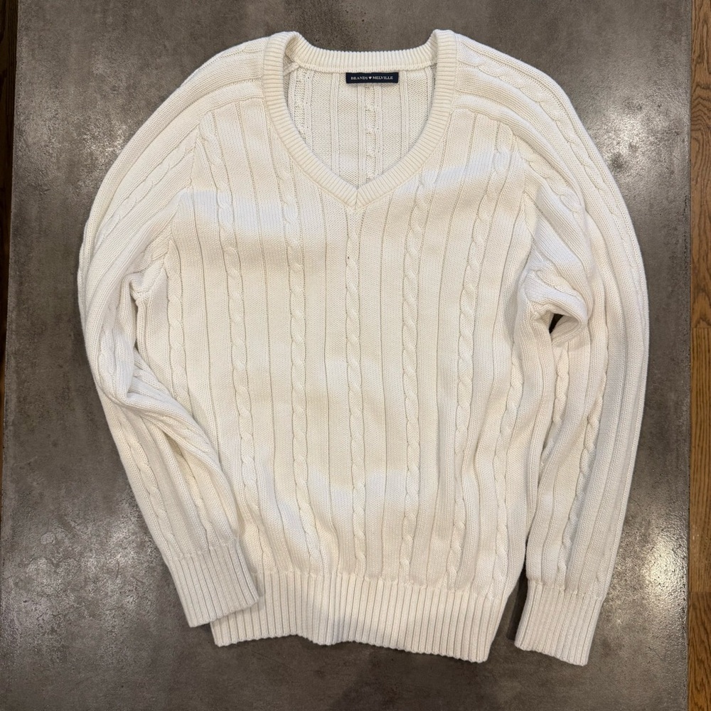 Brandy Melville White V-Neck Sweater